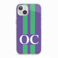 Purple Personalised Initials iPhone 13 TPU Impact Case with White Edges