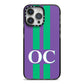 Purple Personalised Initials iPhone 14 Pro Max Black Impact Case on Silver phone