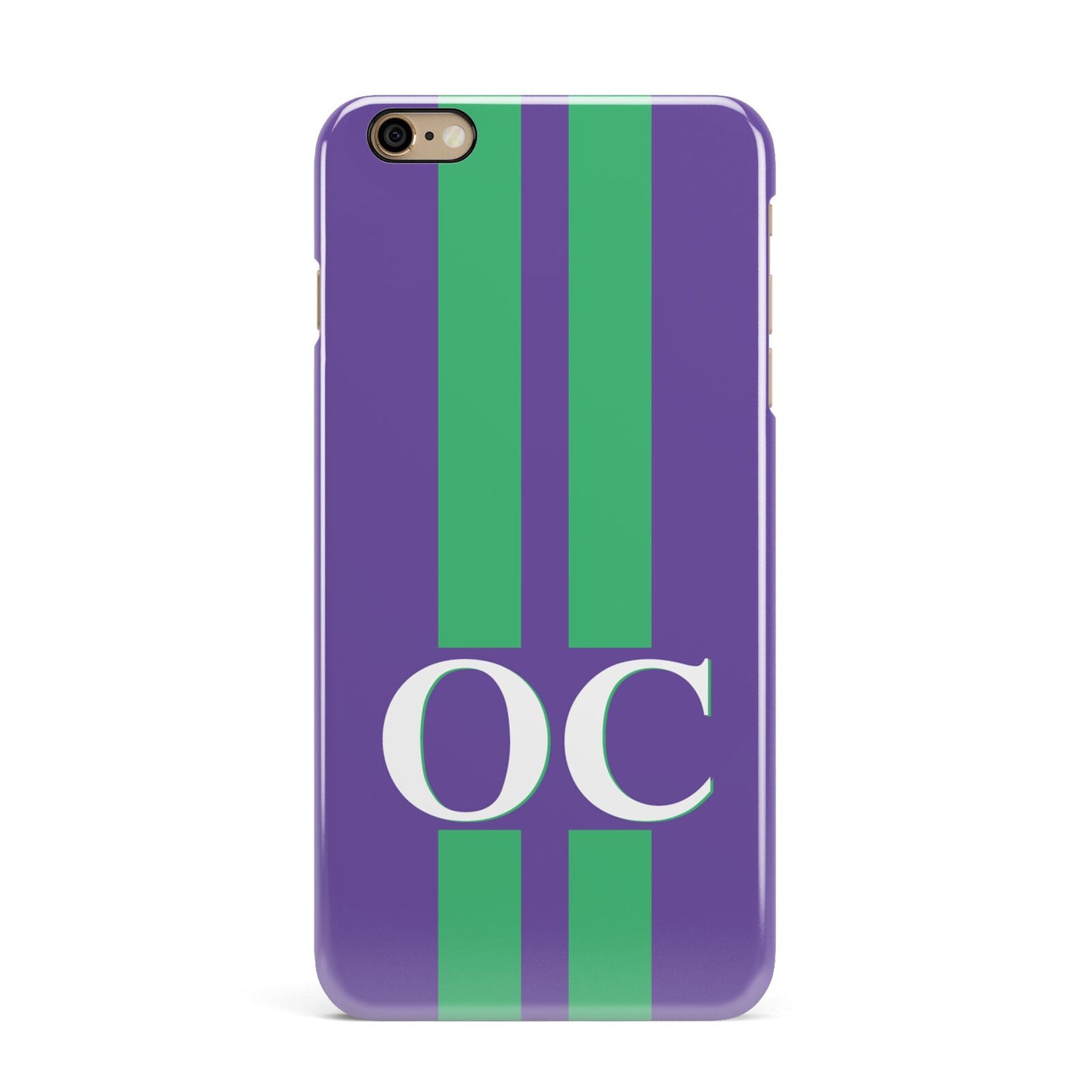 Purple Personalised Initials iPhone 6 Plus 3D Snap Case on Gold Phone