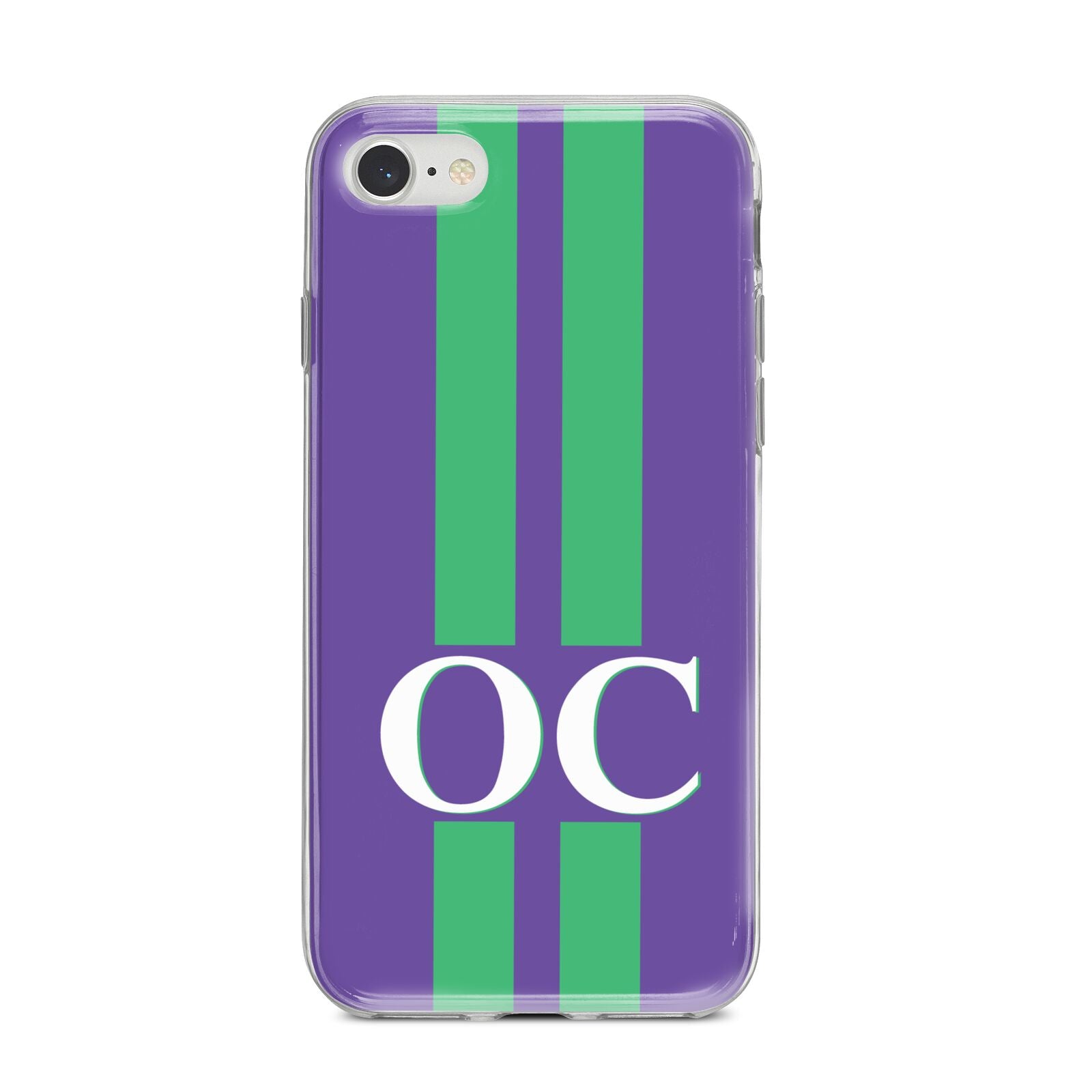 Purple Personalised Initials iPhone 8 Bumper Case on Silver iPhone