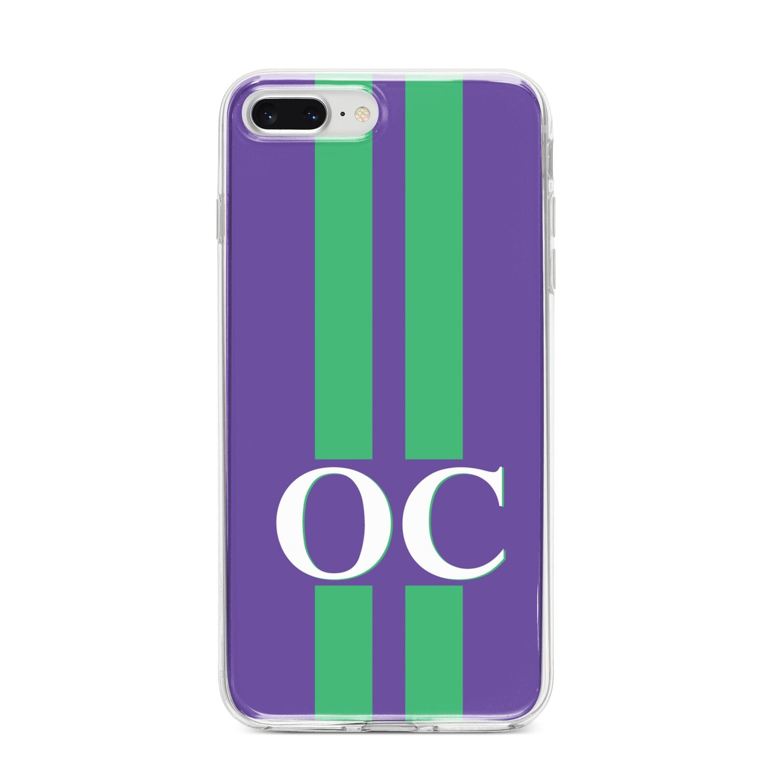 Purple Personalised Initials iPhone 8 Plus Bumper Case on Silver iPhone