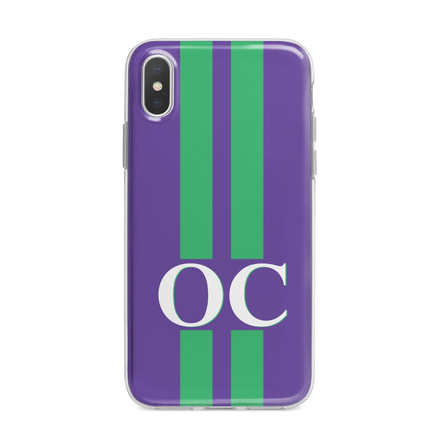 Purple Personalised Initials iPhone X Bumper Case on Silver iPhone Alternative Image 1