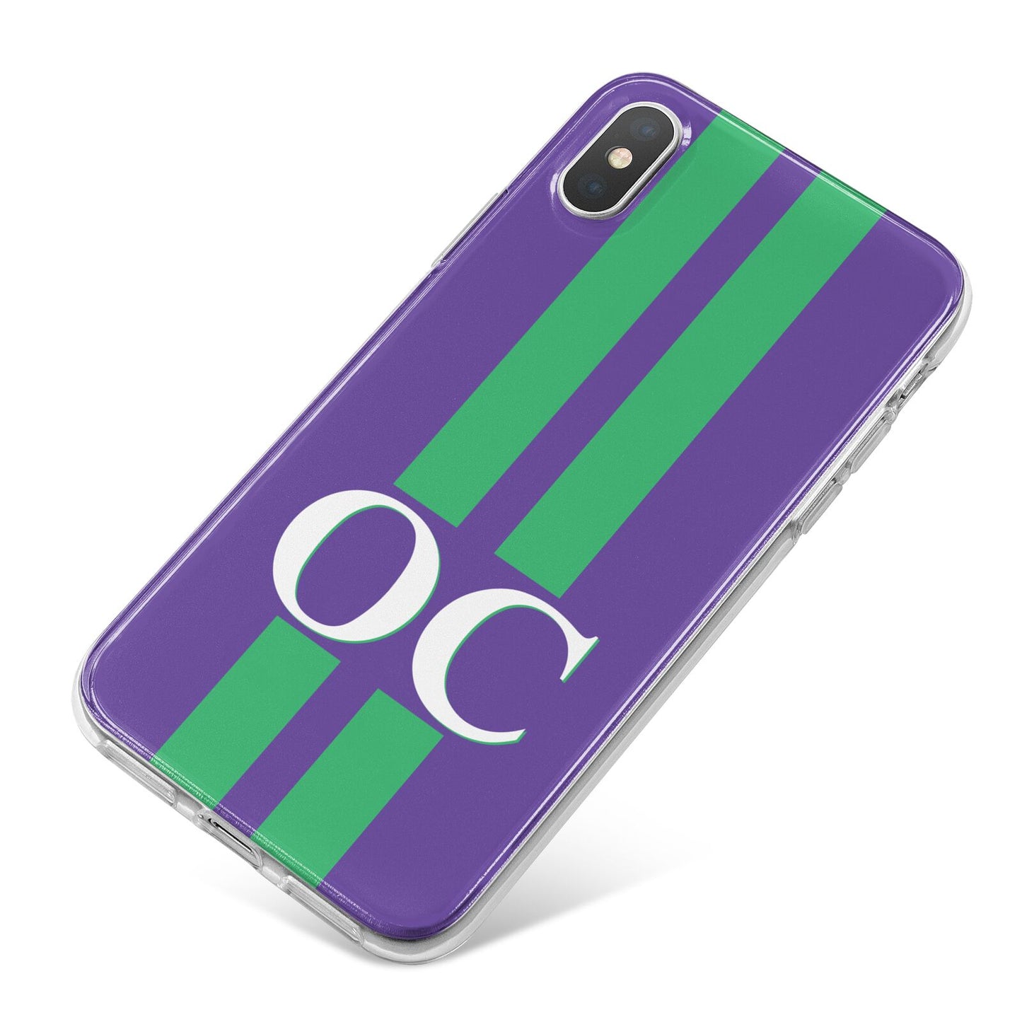 Purple Personalised Initials iPhone X Bumper Case on Silver iPhone