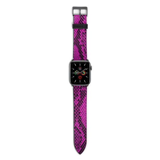 Purple Snakeskin Apple Watch Strap with Space Grey Hardware