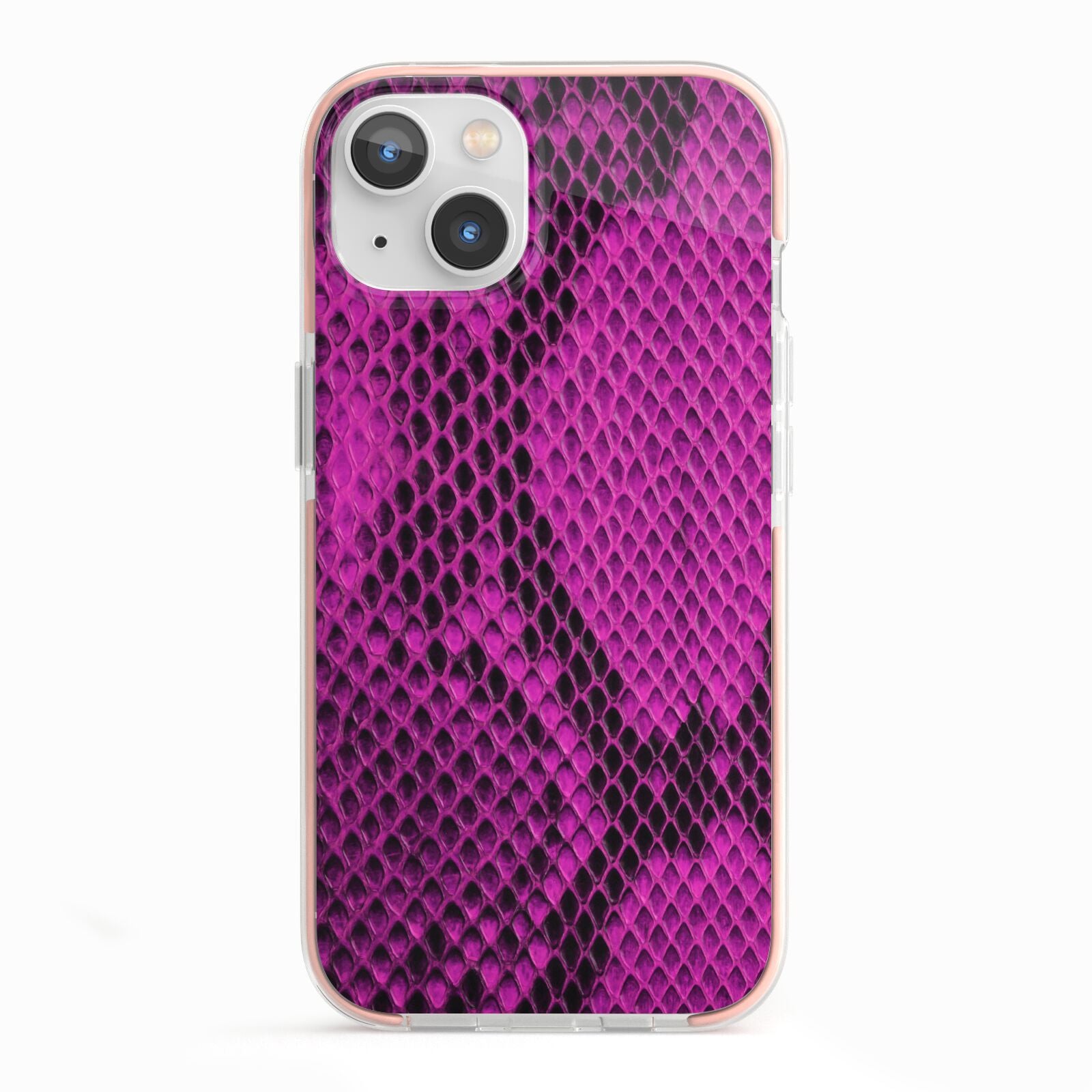 Purple Snakeskin iPhone 13 TPU Impact Case with Pink Edges