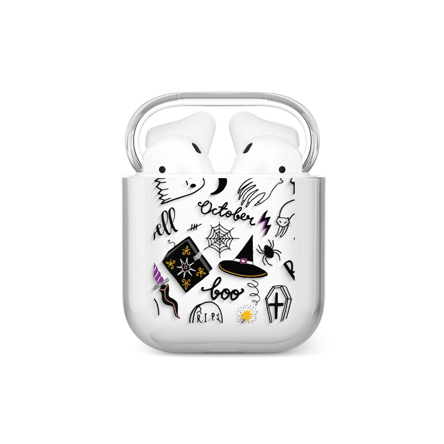Purple and Black Halloween Illustrations AirPods Case