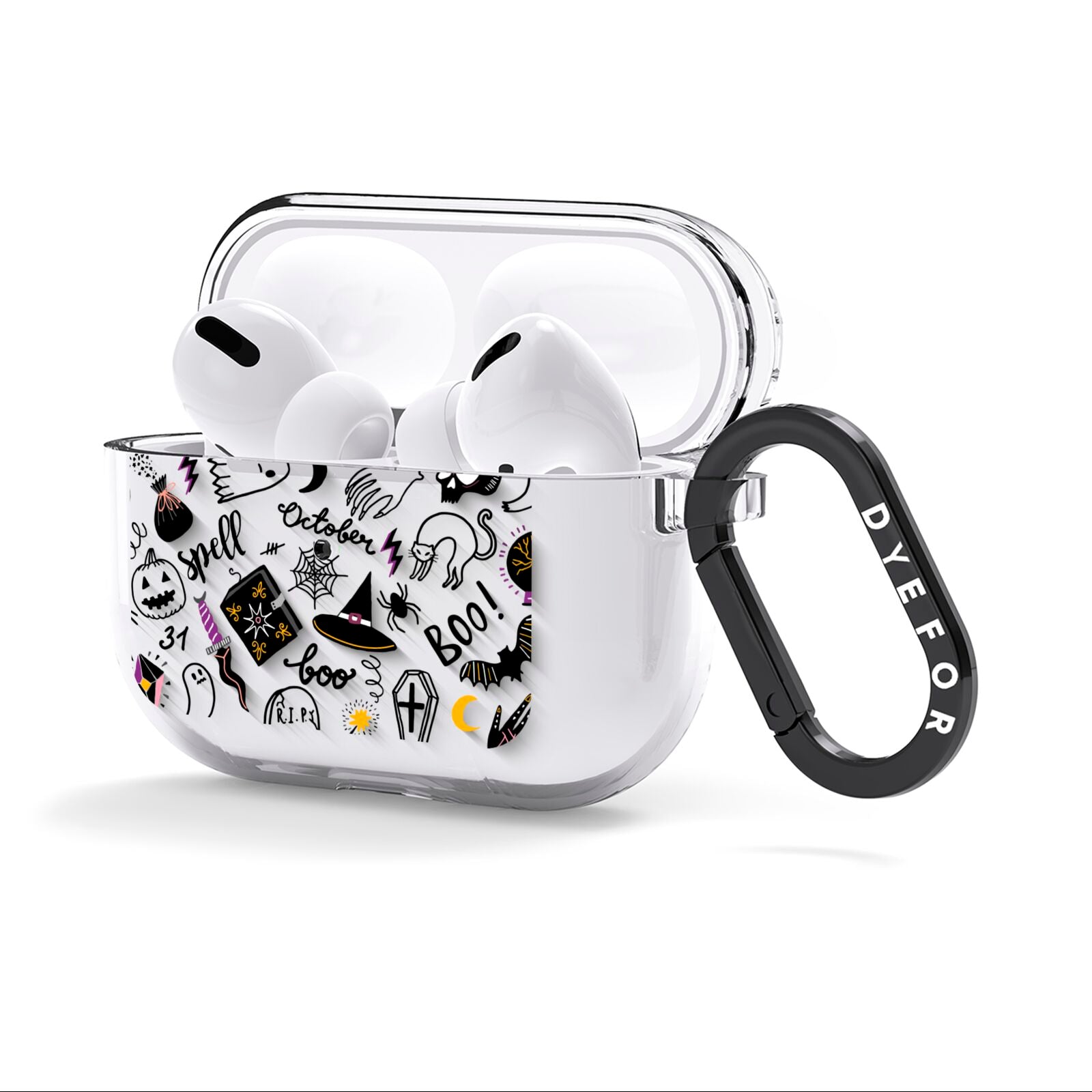 Purple and Black Halloween Illustrations AirPods Clear Case 3rd Gen Side Image
