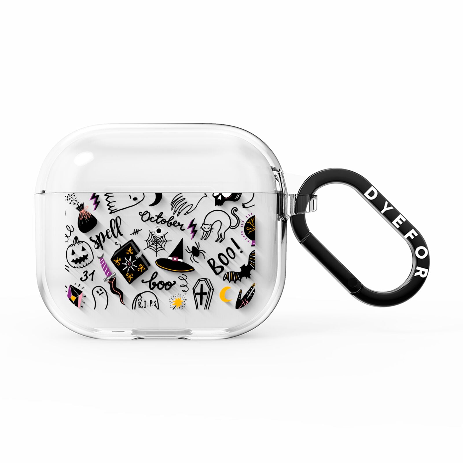 Purple and Black Halloween Illustrations AirPods Clear Case 3rd Gen