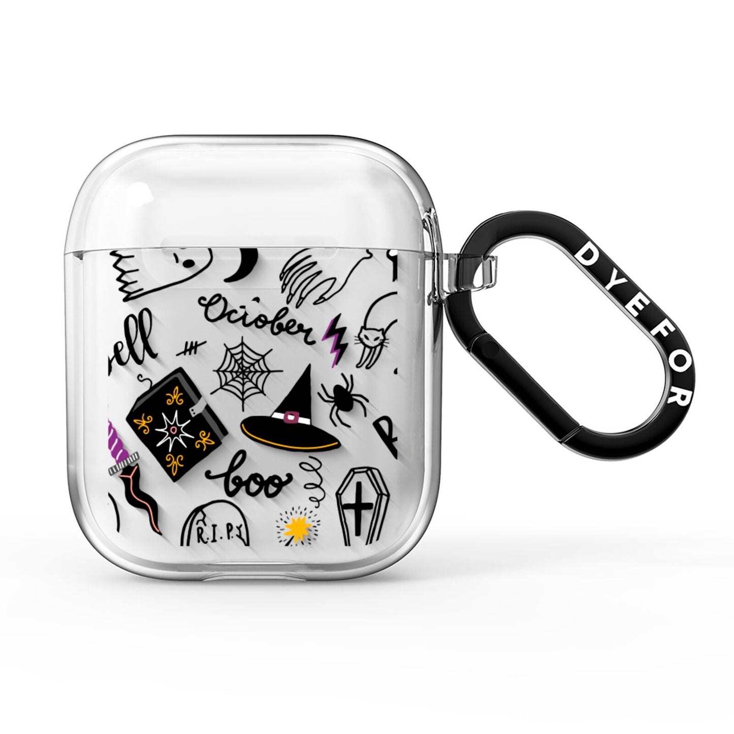 Purple and Black Halloween Illustrations AirPods Clear Case