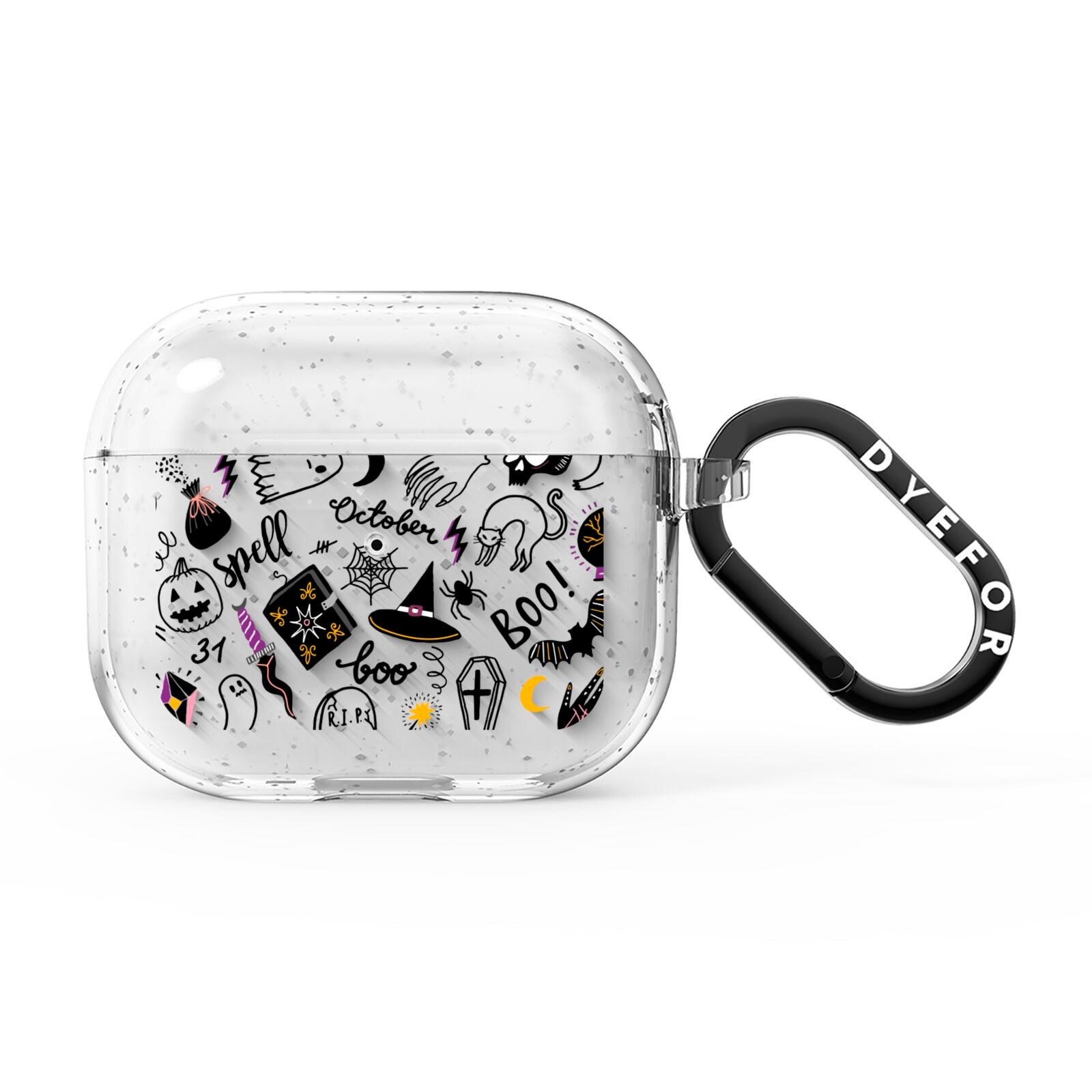 Purple and Black Halloween Illustrations AirPods Glitter Case 3rd Gen