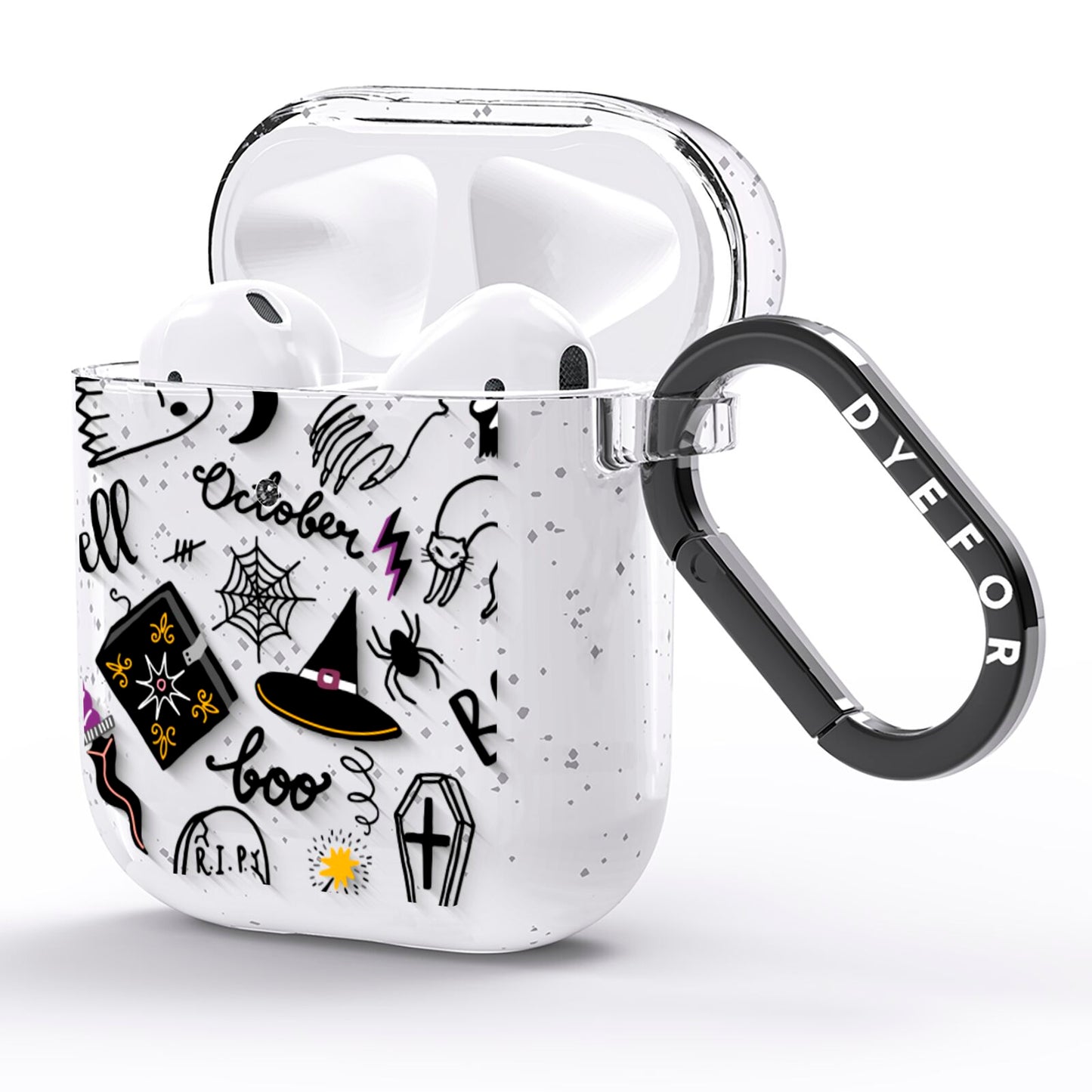 Purple and Black Halloween Illustrations AirPods Glitter Case Side Image
