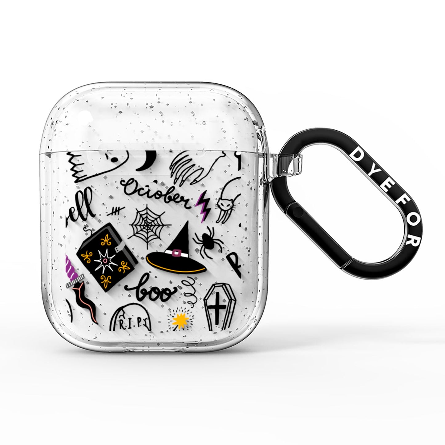Purple and Black Halloween Illustrations AirPods Glitter Case