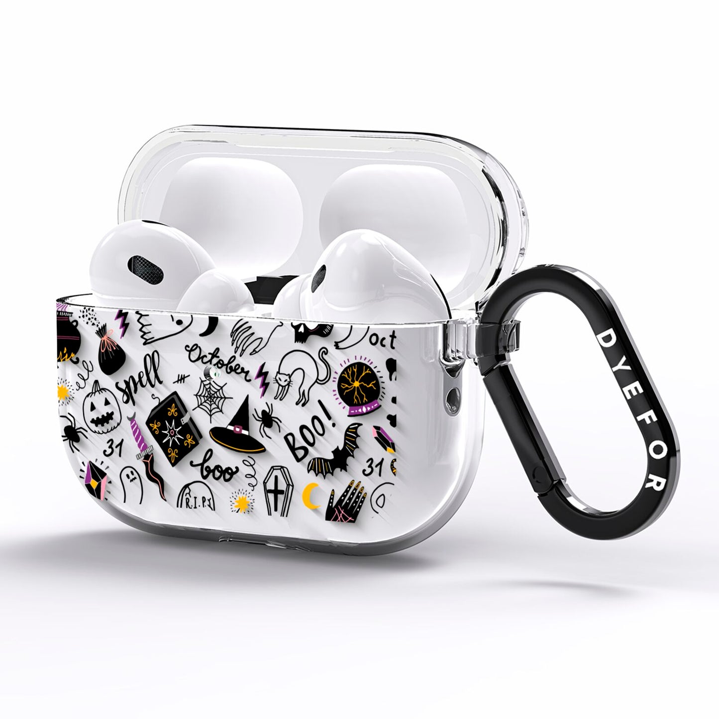 Purple and Black Halloween Illustrations AirPods Pro Clear Case Side Image