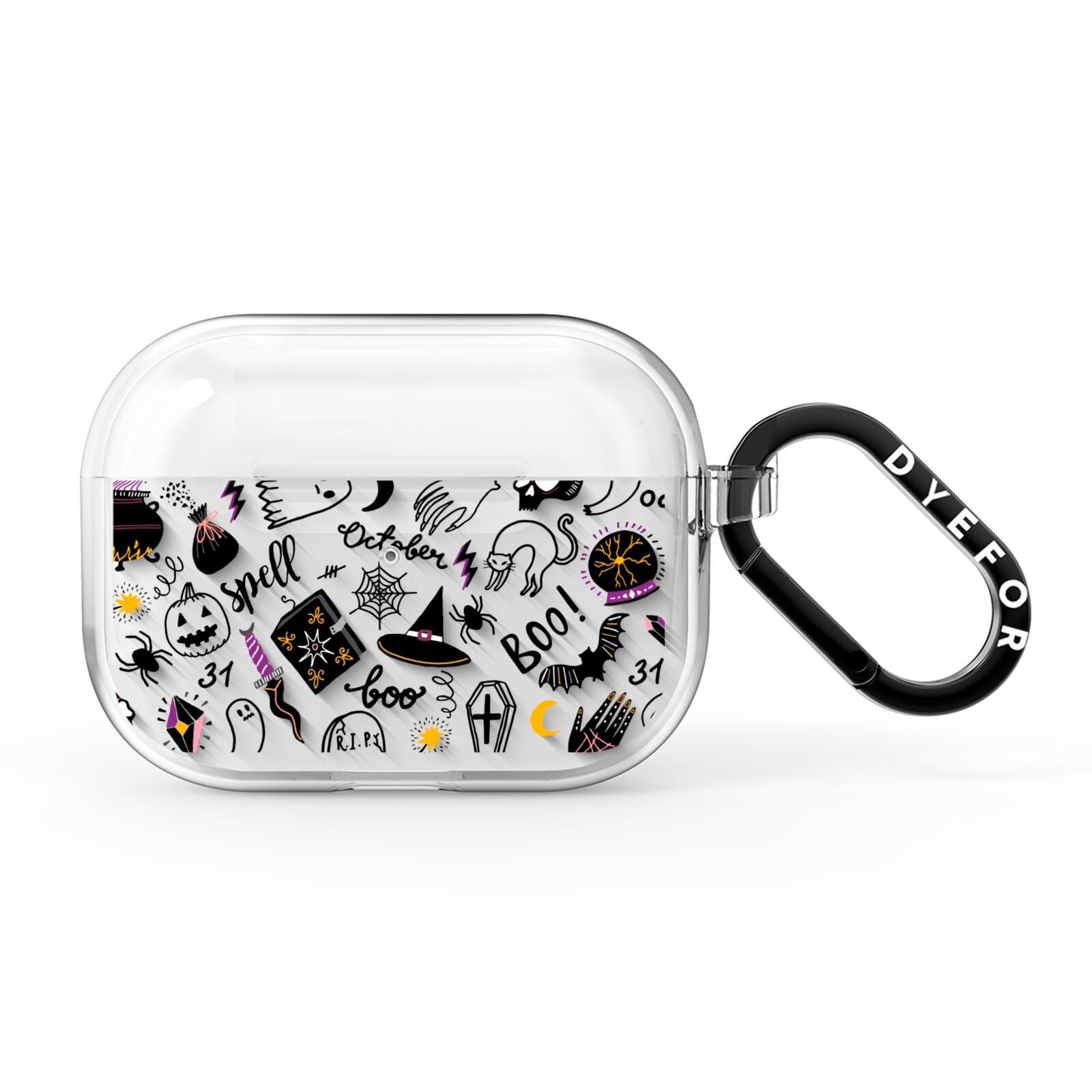 Purple and Black Halloween Illustrations AirPods Pro Clear Case