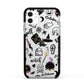Purple and Black Halloween Illustrations Apple iPhone 11 in White with Black Impact Case
