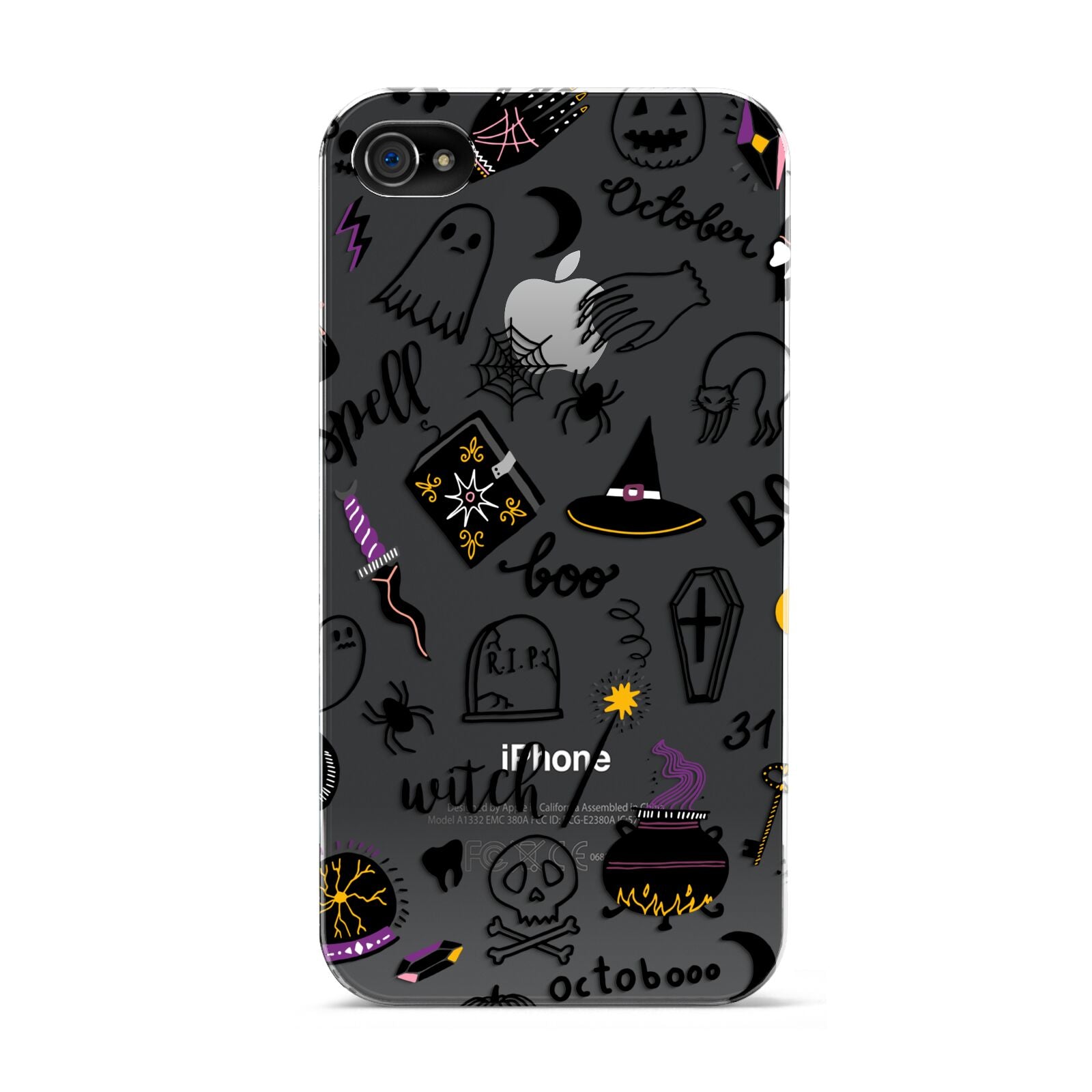 Purple and Black Halloween Illustrations Apple iPhone 4s Case