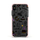 Purple and Black Halloween Illustrations Apple iPhone Xs Impact Case Pink Edge on Black Phone