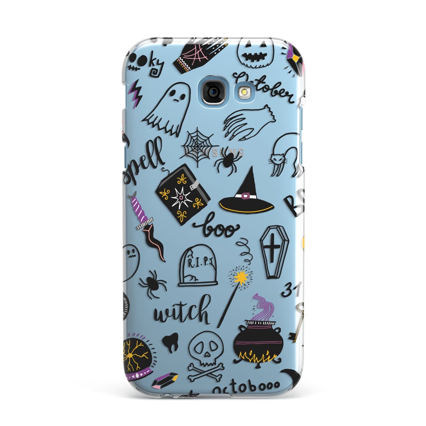 Purple and Black Halloween Illustrations Samsung Galaxy A7 2017 Case
