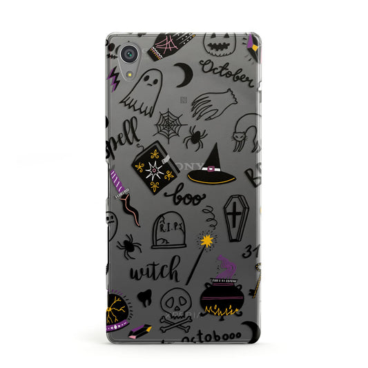 Purple and Black Halloween Illustrations Sony Xperia Case