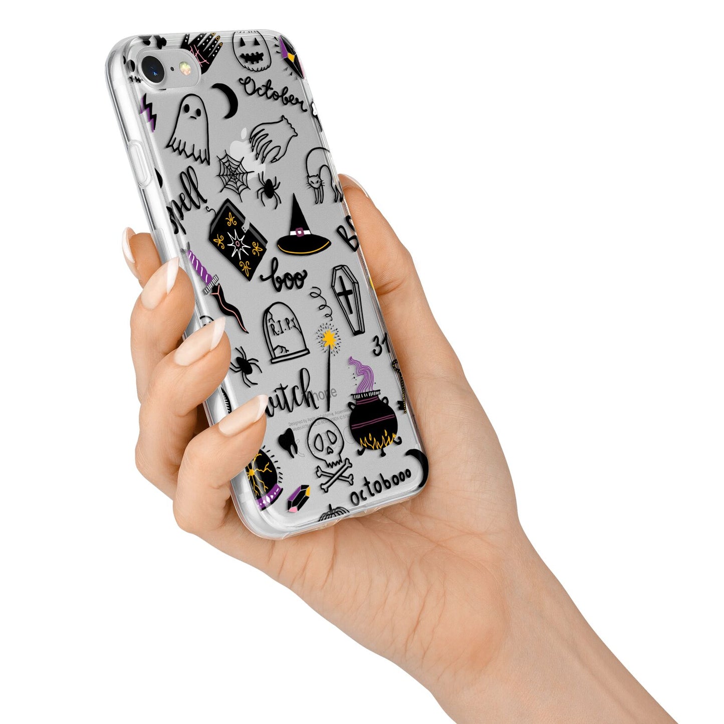 Purple and Black Halloween Illustrations iPhone 7 Bumper Case on Silver iPhone Alternative Image