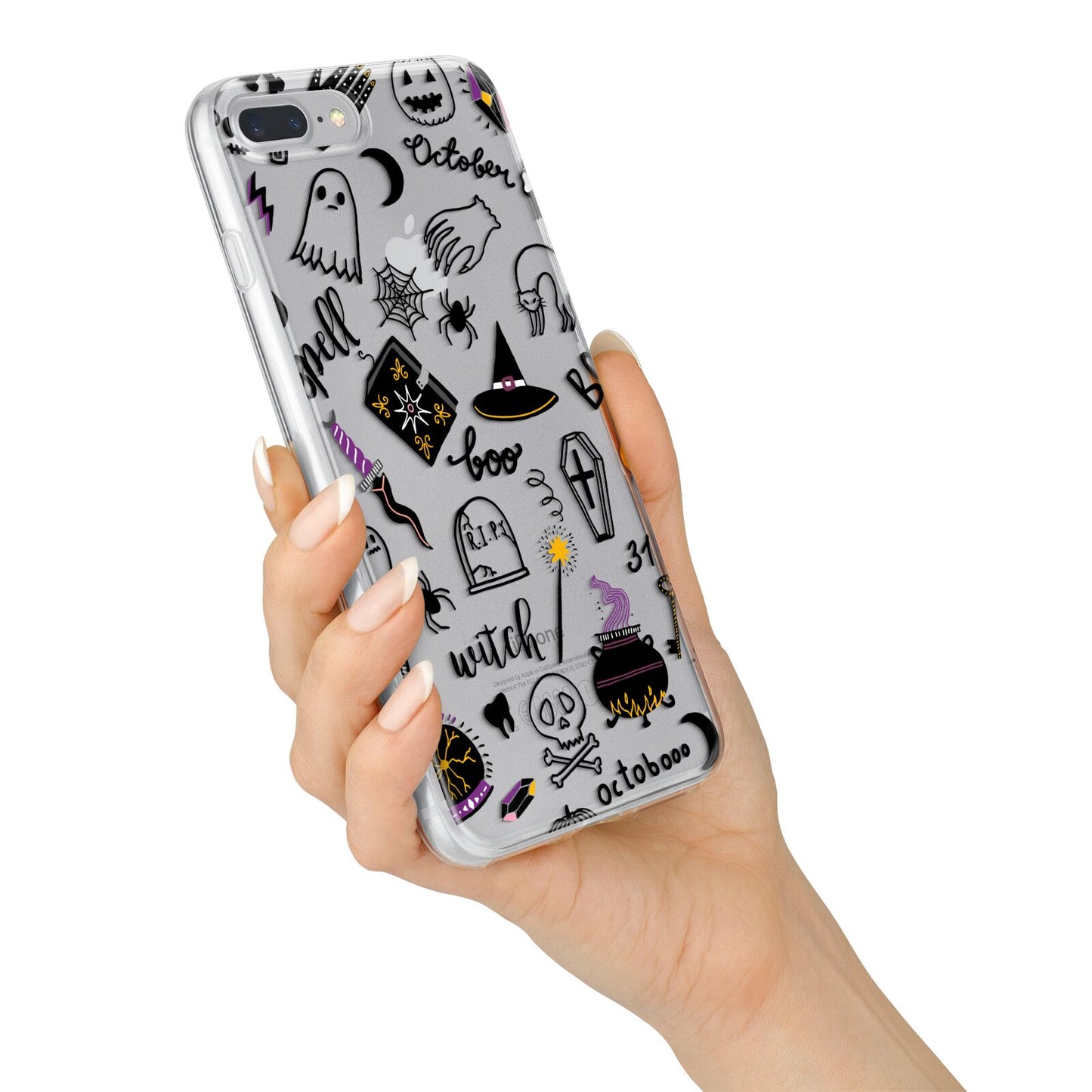 Purple and Black Halloween Illustrations iPhone 7 Plus Bumper Case on Silver iPhone Alternative Image