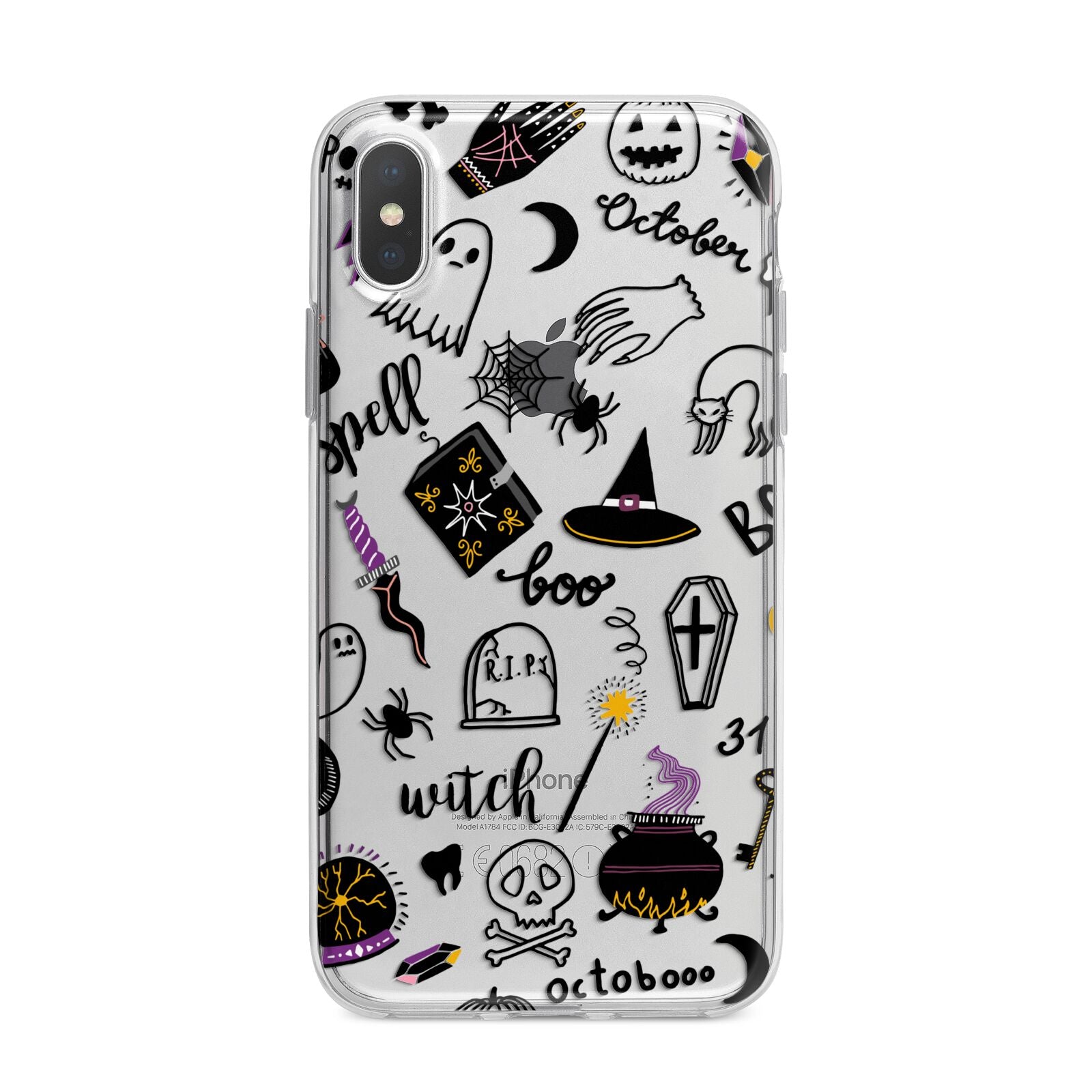 Purple and Black Halloween Illustrations iPhone X Bumper Case on Silver iPhone Alternative Image 1