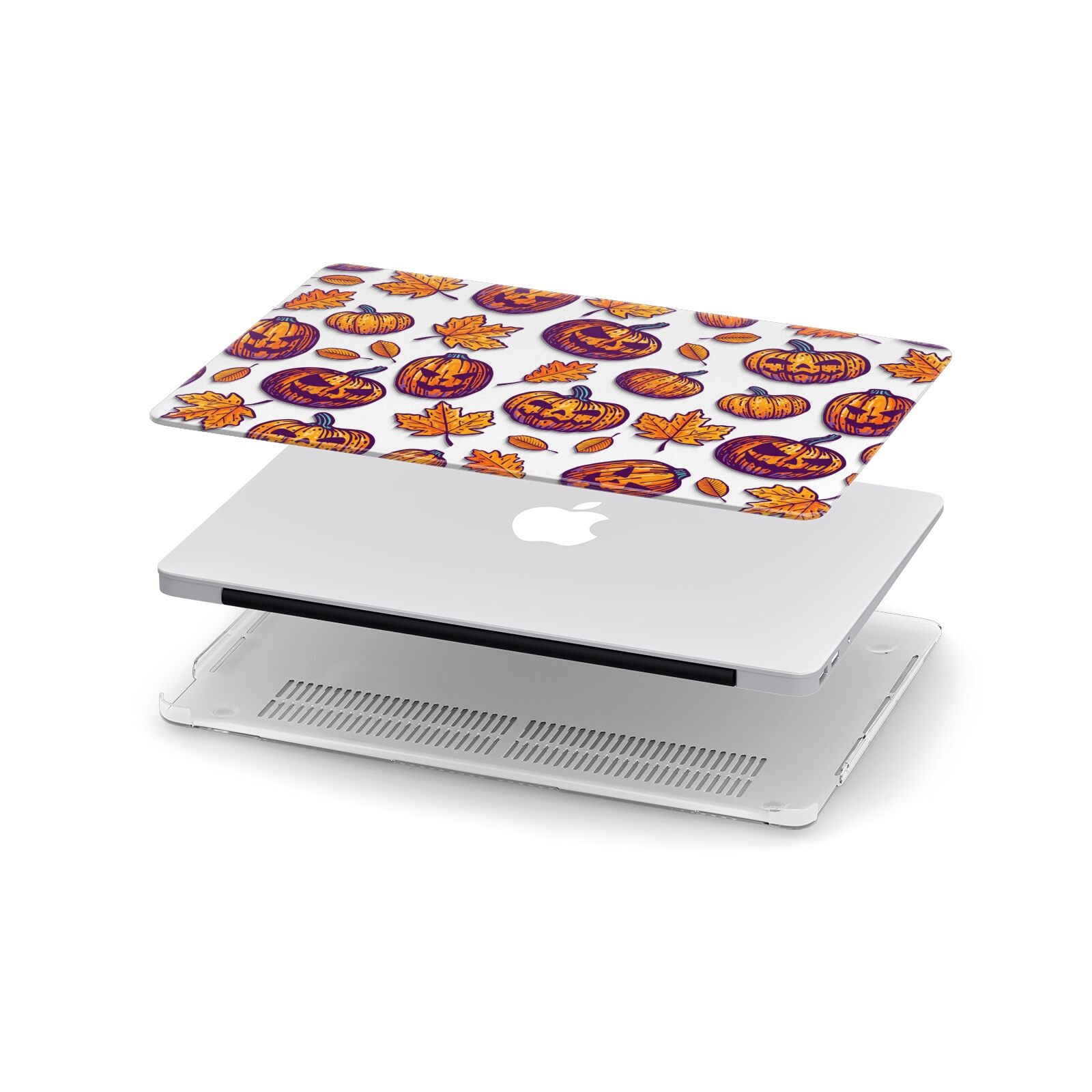 Purple and Orange Autumn Illustrations Apple MacBook Case in Detail