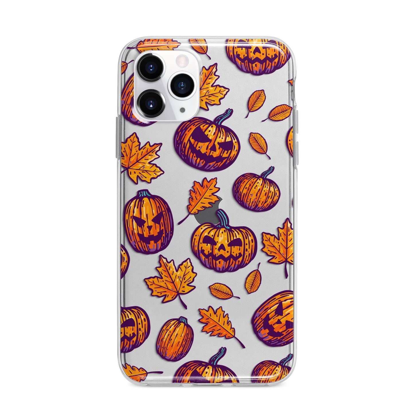 Purple and Orange Autumn Illustrations Apple iPhone 11 Pro Max in Silver with Bumper Case