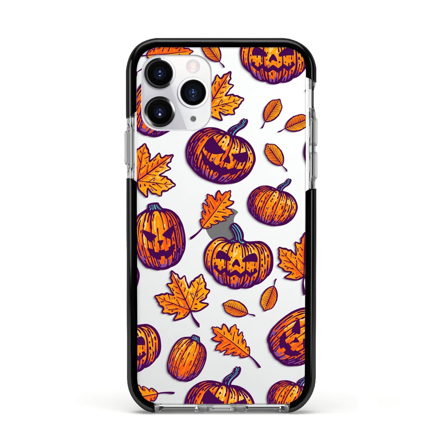 Purple and Orange Autumn Illustrations Apple iPhone 11 Pro in Silver with Black Impact Case