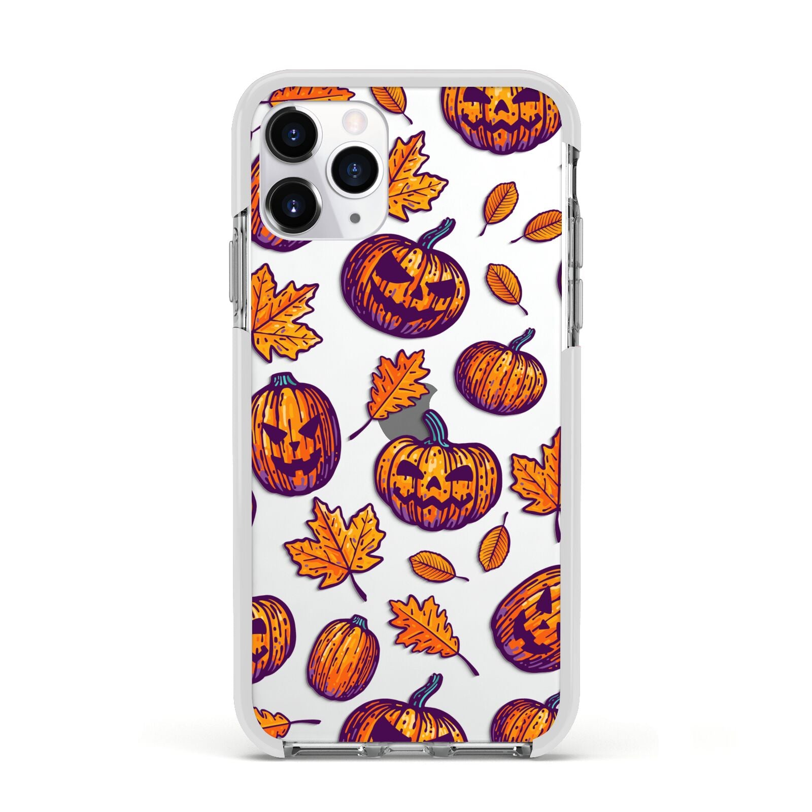 Purple and Orange Autumn Illustrations Apple iPhone 11 Pro in Silver with White Impact Case