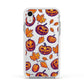 Purple and Orange Autumn Illustrations Apple iPhone XR Impact Case White Edge on Silver Phone