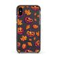 Purple and Orange Autumn Illustrations Apple iPhone Xs Impact Case Black Edge on Black Phone