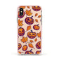 Purple and Orange Autumn Illustrations Apple iPhone Xs Impact Case Pink Edge on Gold Phone