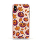 Purple and Orange Autumn Illustrations Apple iPhone Xs Impact Case Pink Edge on Gold Phone