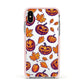 Purple and Orange Autumn Illustrations Apple iPhone Xs Impact Case Pink Edge on Silver Phone