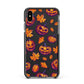 Purple and Orange Autumn Illustrations Apple iPhone Xs Max Impact Case Black Edge on Black Phone