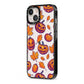 Purple and Orange Autumn Illustrations iPhone 13 Black Impact Case Side Angle on Silver phone