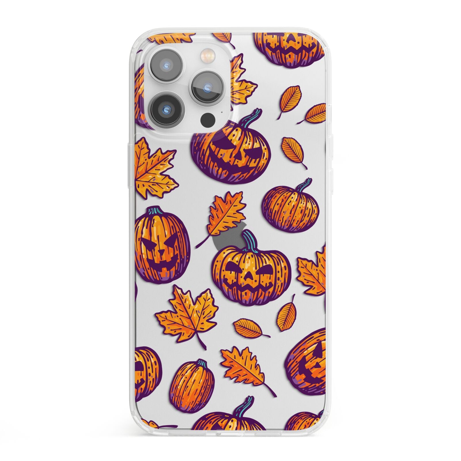 Purple and Orange Autumn Illustrations iPhone 13 Pro Max Clear Bumper Case