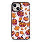 Purple and Orange Autumn Illustrations iPhone 14 Black Impact Case on Silver phone