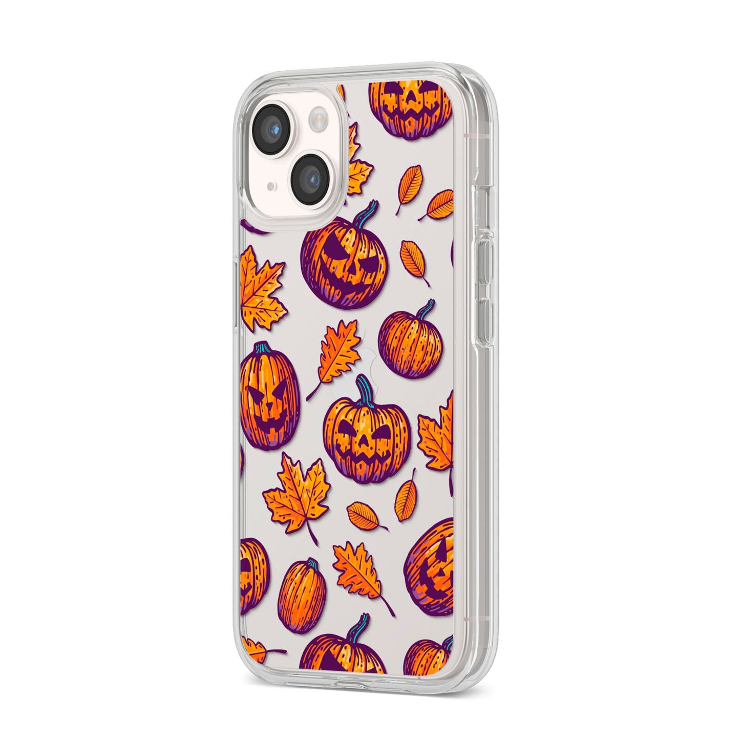 Purple and Orange Autumn Illustrations iPhone 14 Clear Tough Case Starlight Angled Image