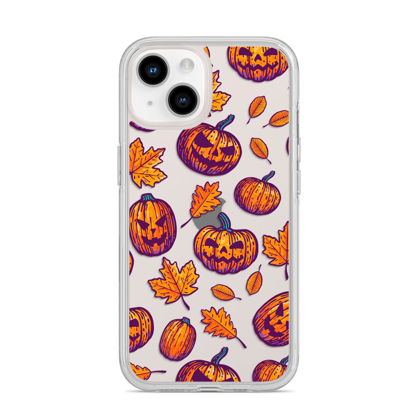 Purple and Orange Autumn Illustrations iPhone 14 Clear Tough Case Starlight