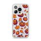 Purple and Orange Autumn Illustrations iPhone 14 Pro Clear Tough Case Silver