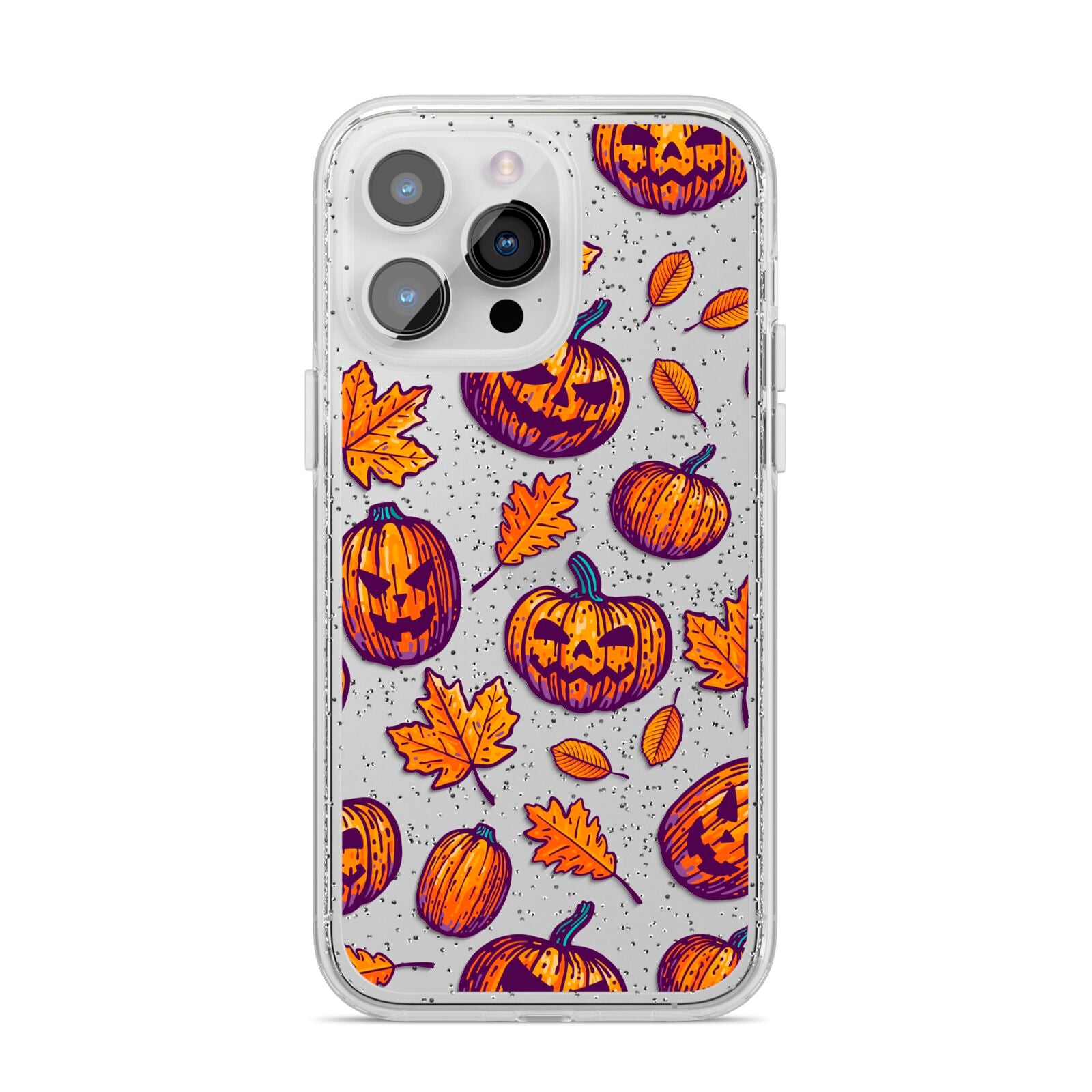 Purple and Orange Autumn Illustrations iPhone 14 Pro Max Glitter Tough Case Silver