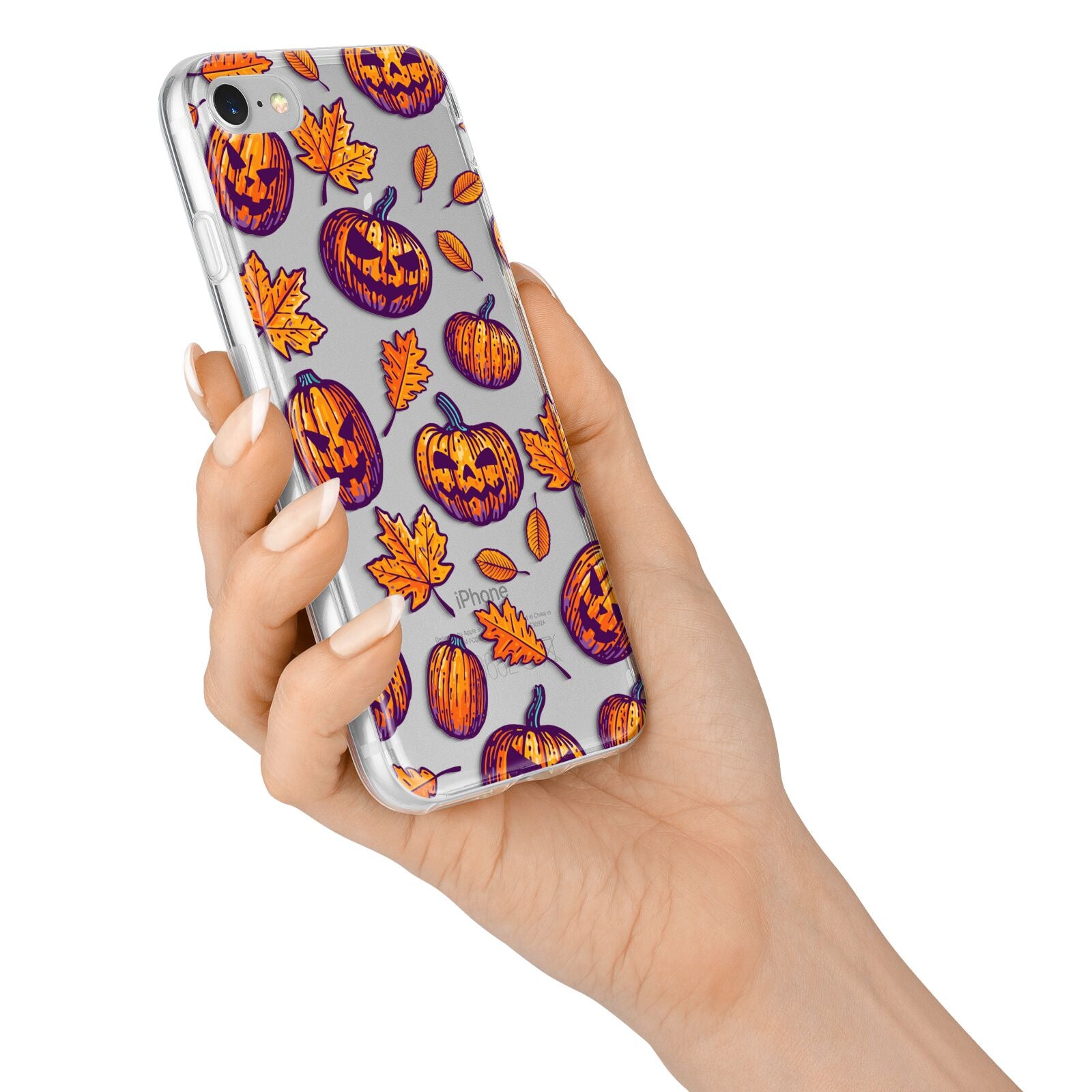 Purple and Orange Autumn Illustrations iPhone 7 Bumper Case on Silver iPhone Alternative Image