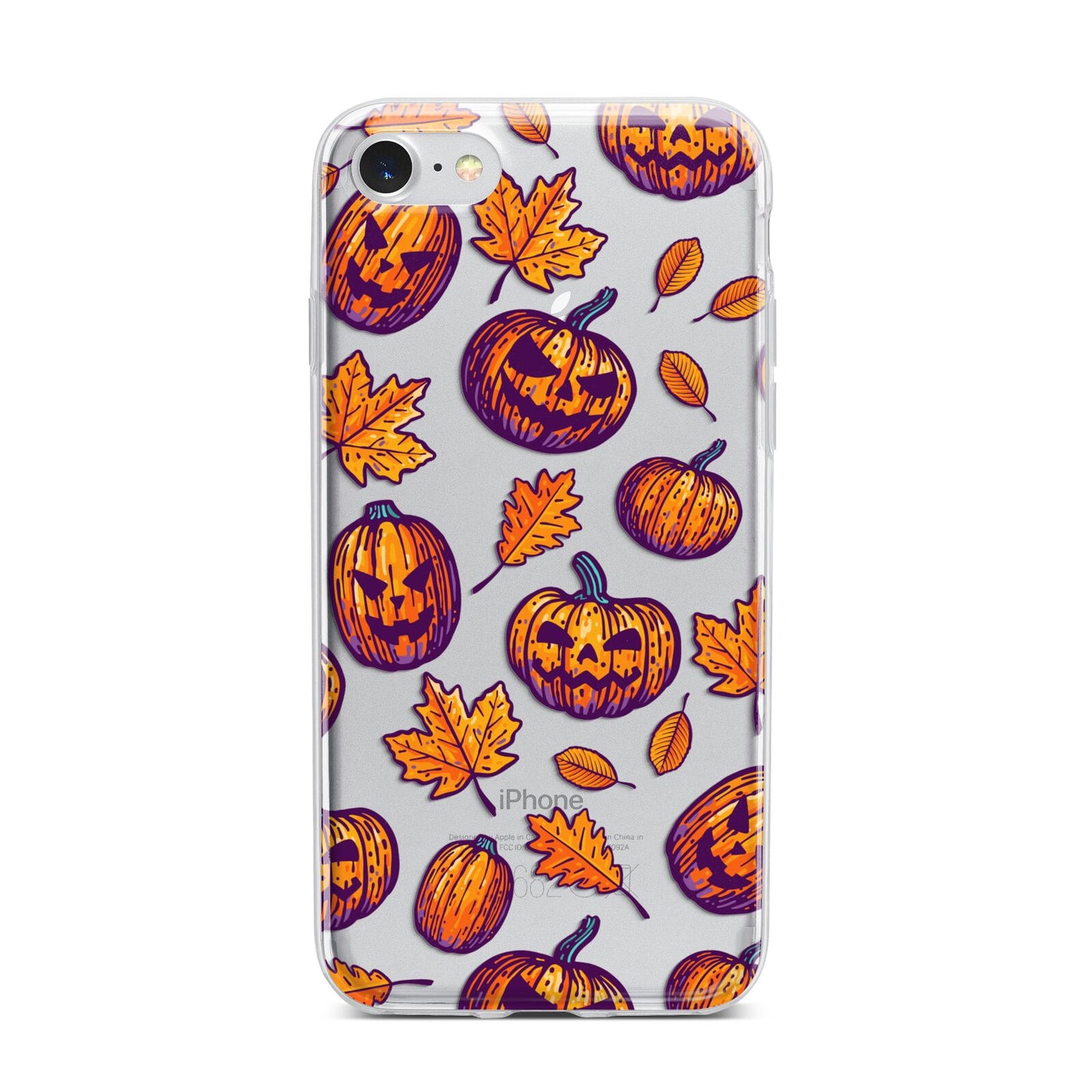 Purple and Orange Autumn Illustrations iPhone 7 Bumper Case on Silver iPhone