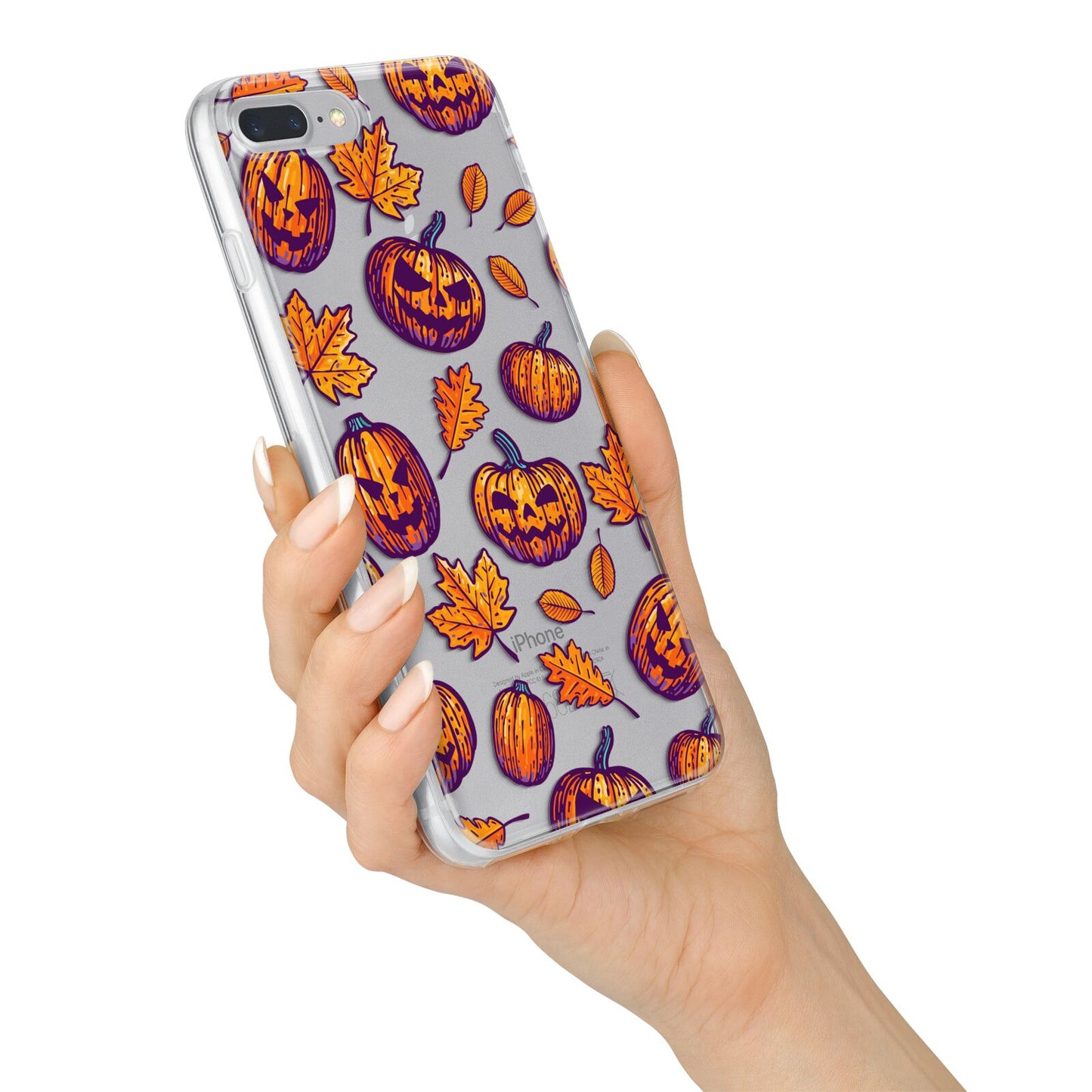 Purple and Orange Autumn Illustrations iPhone 7 Plus Bumper Case on Silver iPhone Alternative Image