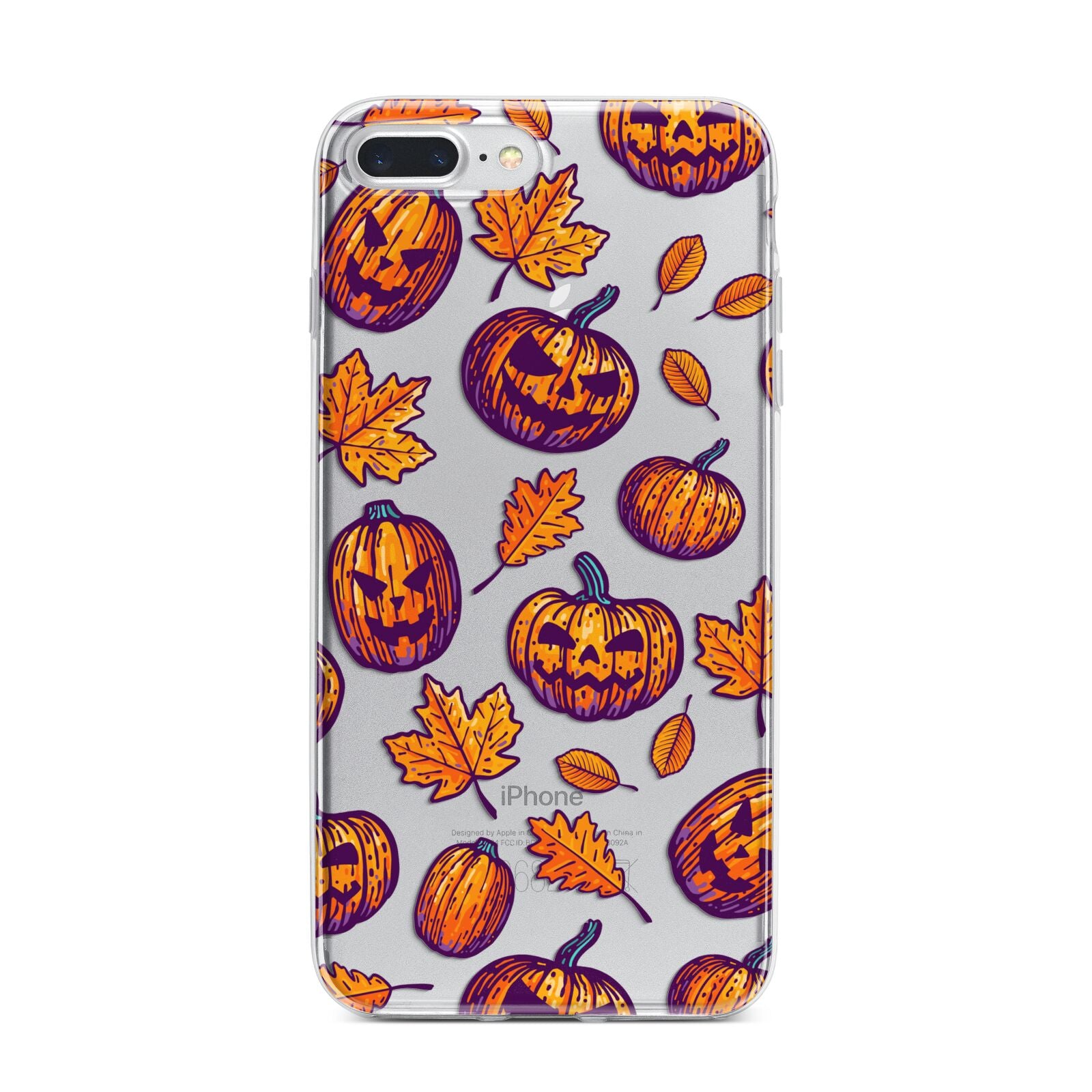 Purple and Orange Autumn Illustrations iPhone 7 Plus Bumper Case on Silver iPhone