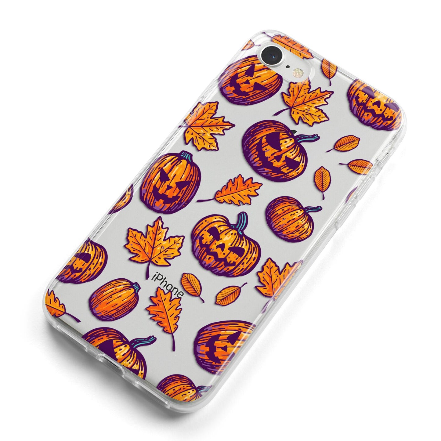 Purple and Orange Autumn Illustrations iPhone 8 Bumper Case on Silver iPhone Alternative Image