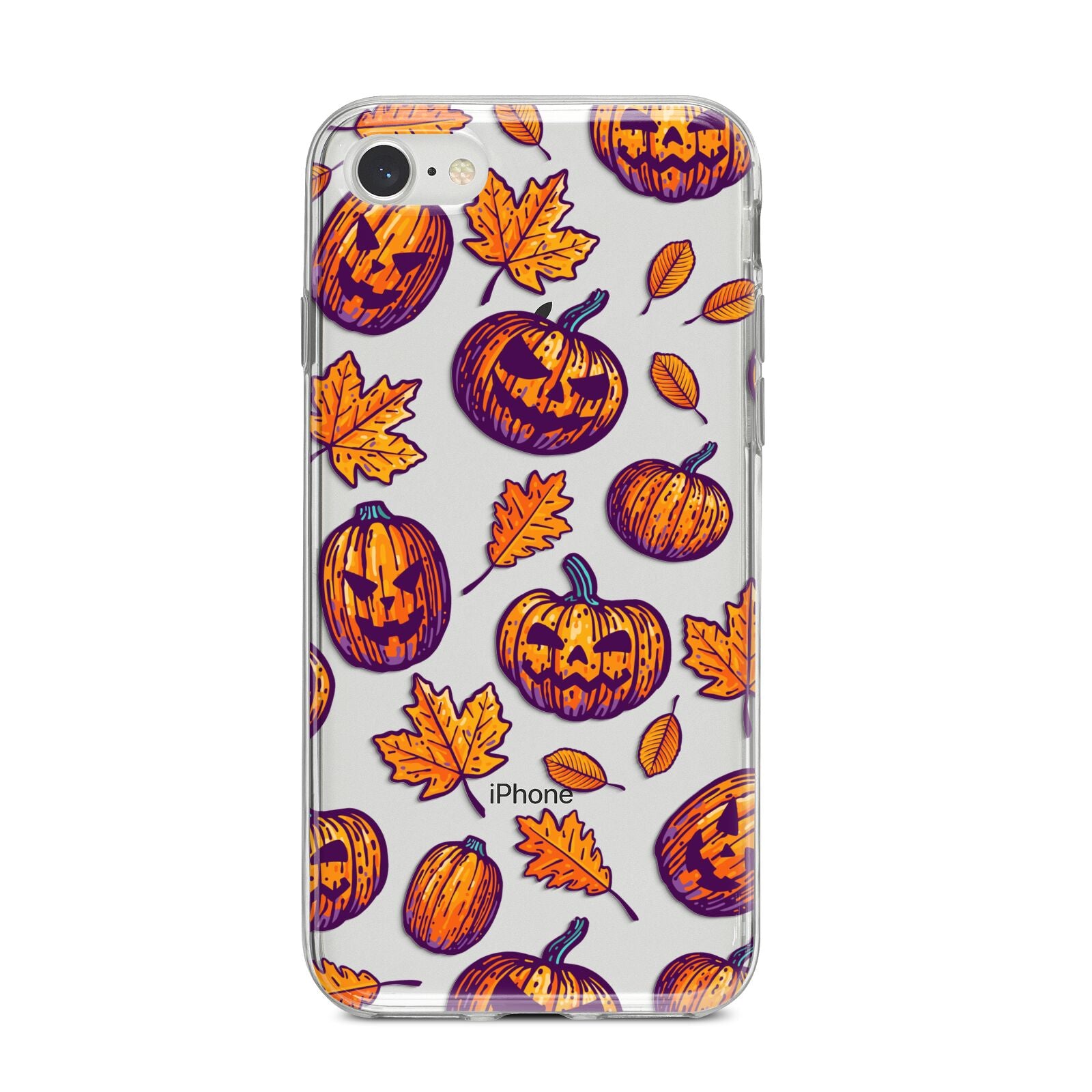 Purple and Orange Autumn Illustrations iPhone 8 Bumper Case on Silver iPhone