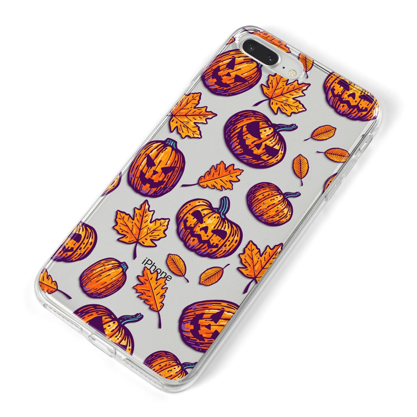 Purple and Orange Autumn Illustrations iPhone 8 Plus Bumper Case on Silver iPhone Alternative Image